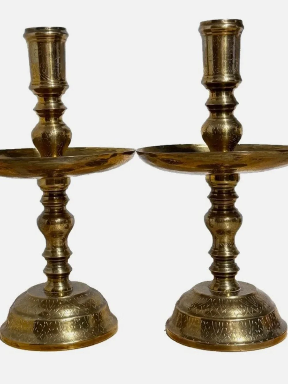 Vintage Brass Candlesticks Pair 11.5